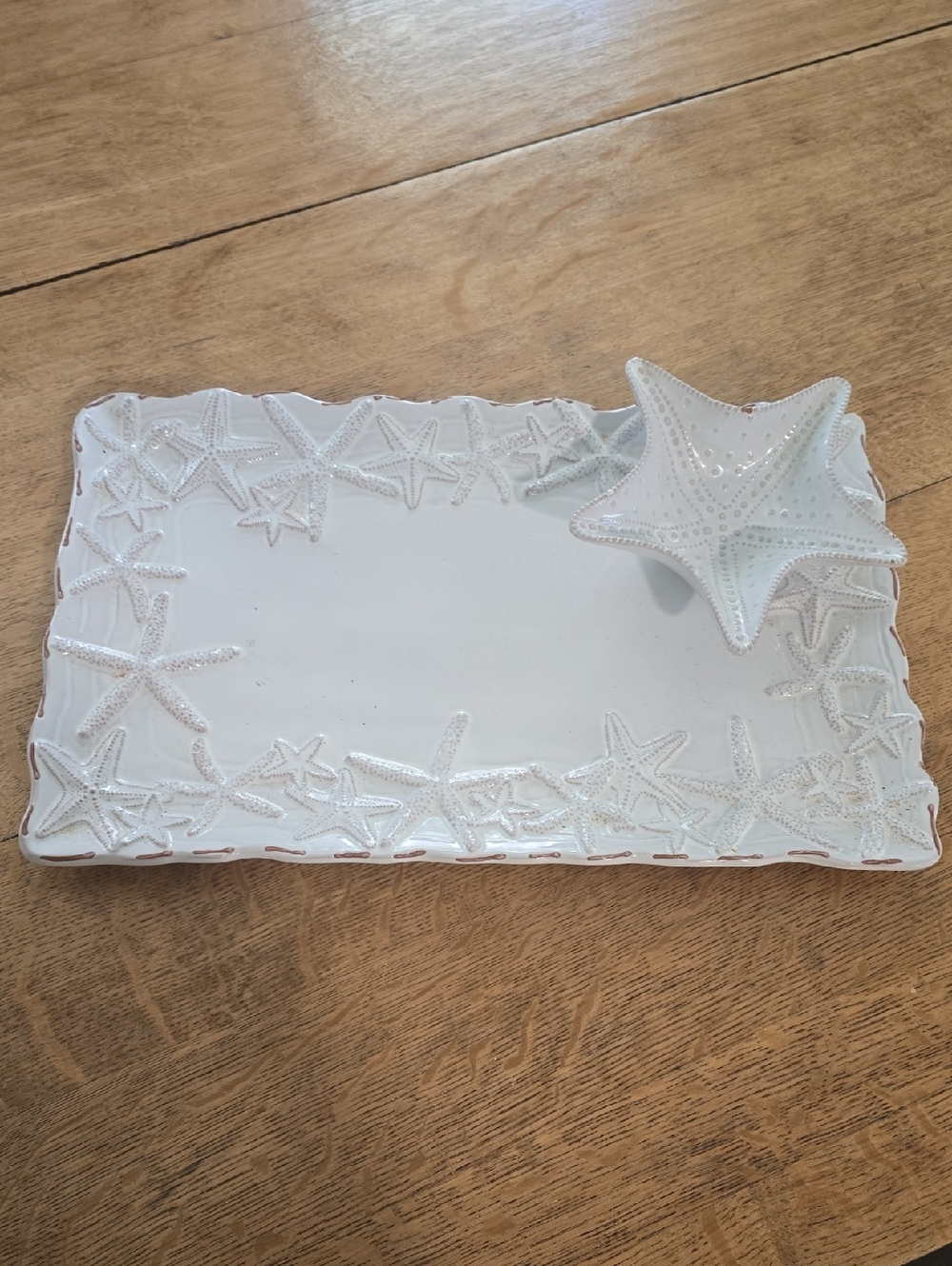 Mud Pie White Starfish Ceramic Vanity Tray with Soap Dish